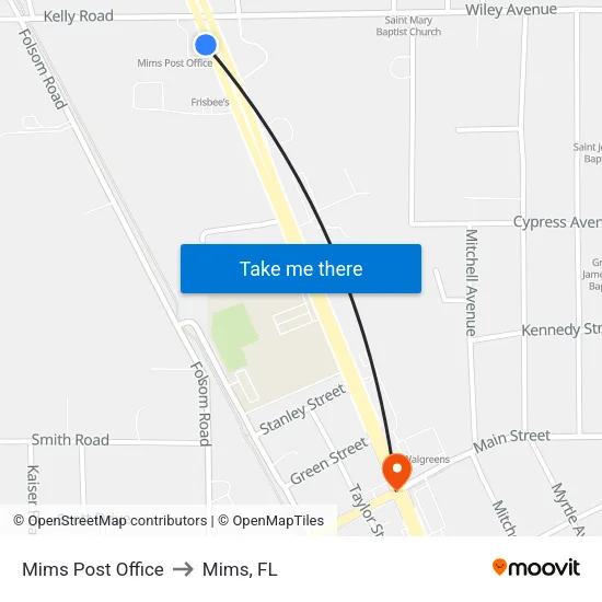 Mims Post Office to Mims, FL map