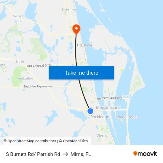 S Burnett Rd/ Parrish Rd to Mims, FL map