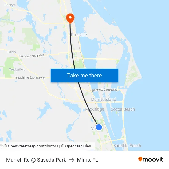 Murrell Rd @ Suseda Park to Mims, FL map