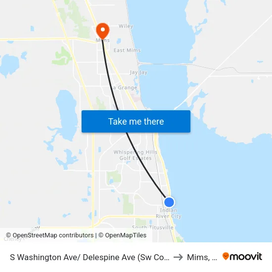 S Washington Ave/ Delespine Ave (Sw Corner) to Mims, FL map