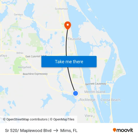 Sr 520/ Maplewood Blvd to Mims, FL map