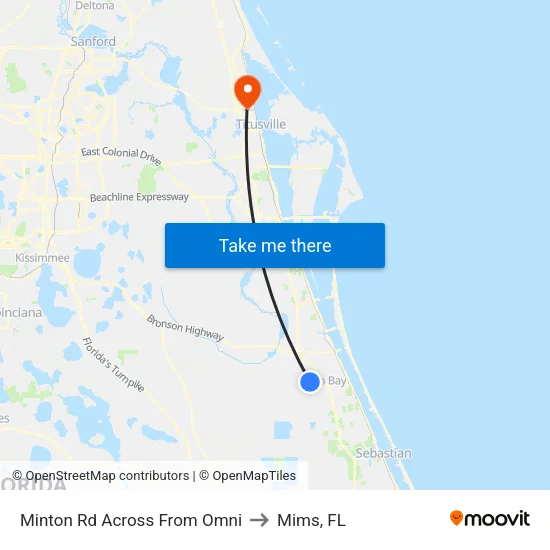 Minton Rd Across From Omni to Mims, FL map