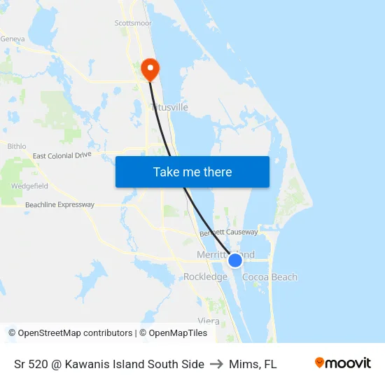 Sr 520 @ Kawanis Island South Side to Mims, FL map