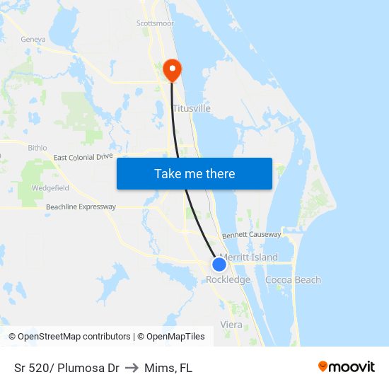Sr 520/ Plumosa Dr to Mims, FL map