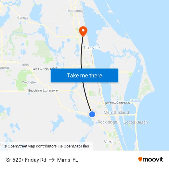 Sr 520/ Friday Rd to Mims, FL map