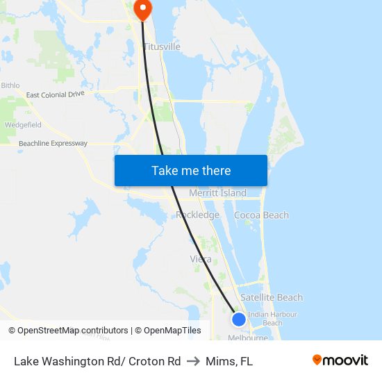 Lake Washington Rd/ Croton Rd to Mims, FL map