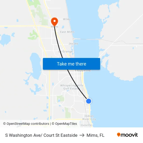 S Washington Ave/ Court St Eastside to Mims, FL map