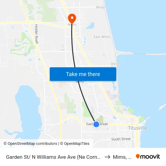 Garden St/ N Williams Ave Ave (Ne Corner) to Mims, FL map