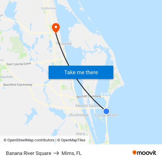 Banana River Square to Mims, FL map