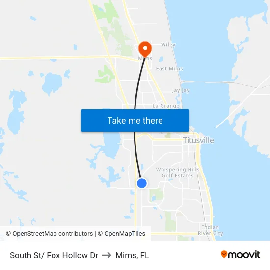 South St/ Fox Hollow Dr to Mims, FL map
