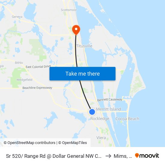 Sr 520/ Range Rd @ Dollar General NW Corner to Mims, FL map