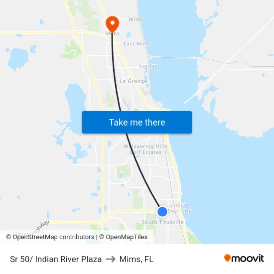 Sr 50/ Indian River Plaza to Mims, FL map