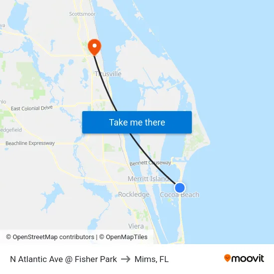 N Atlantic Ave @ Fisher Park to Mims, FL map