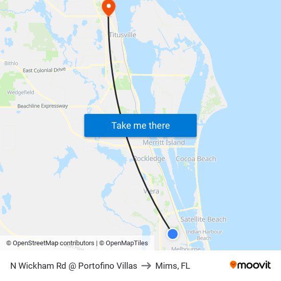 N Wickham Rd @ Portofino Villas to Mims, FL map