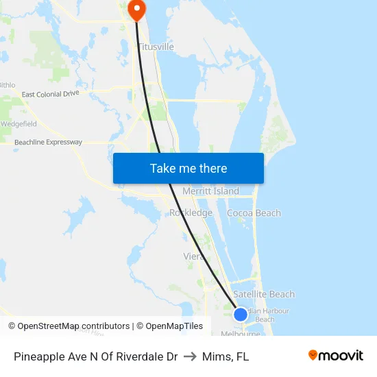 Pineapple Ave N Of Riverdale Dr to Mims, FL map