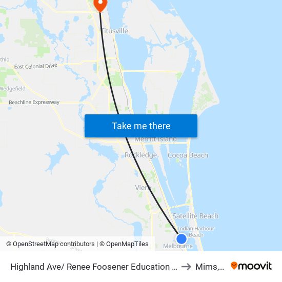 Highland Ave/ Renee Foosener Education Center to Mims, FL map