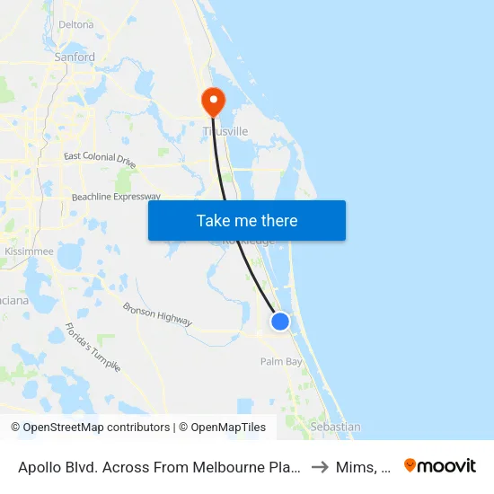 Apollo Blvd. Across From Melbourne Plaza to Mims, FL map