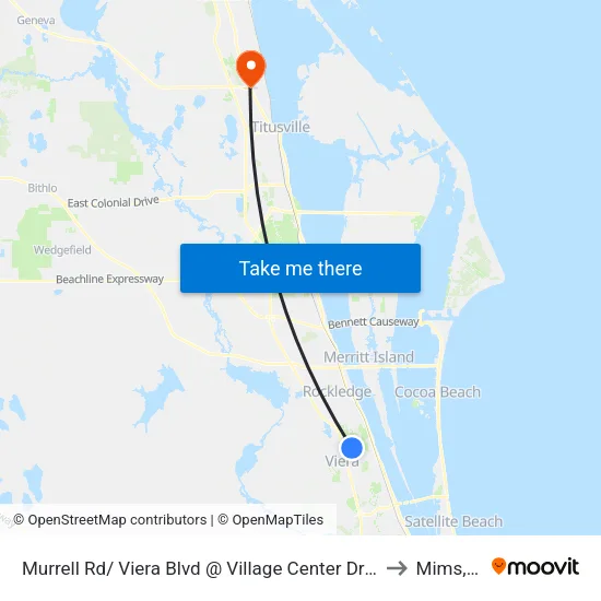 Murrell Rd/ Viera Blvd @ Village Center Driveway to Mims, FL map