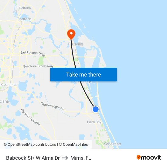 Babcock St/ W Alma Dr to Mims, FL map