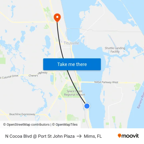 N Cocoa Blvd @ Port St John Plaza to Mims, FL map