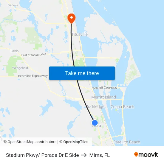 Stadium Pkwy/ Porada Dr E Side to Mims, FL map