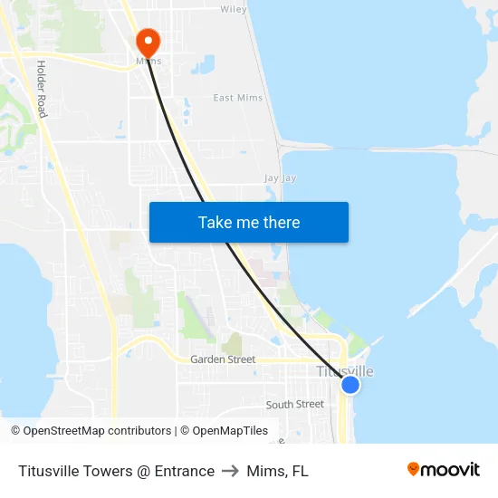 Titusville Towers @ Entrance to Mims, FL map