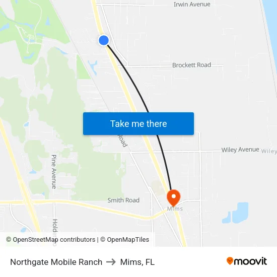 Northgate Mobile Ranch to Mims, FL map