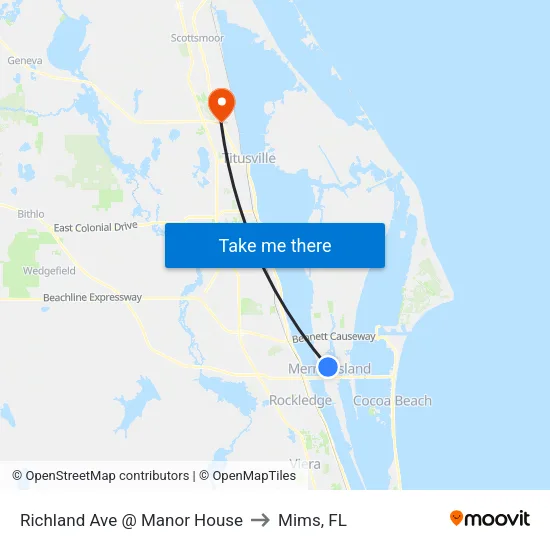 Richland Ave @ Manor House to Mims, FL map