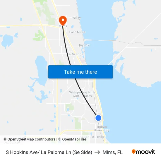 S Hopkins Ave/ La Paloma Ln (Se Side) to Mims, FL map