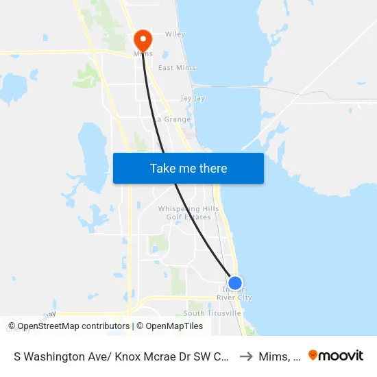 S Washington Ave/ Knox Mcrae Dr SW Corner to Mims, FL map