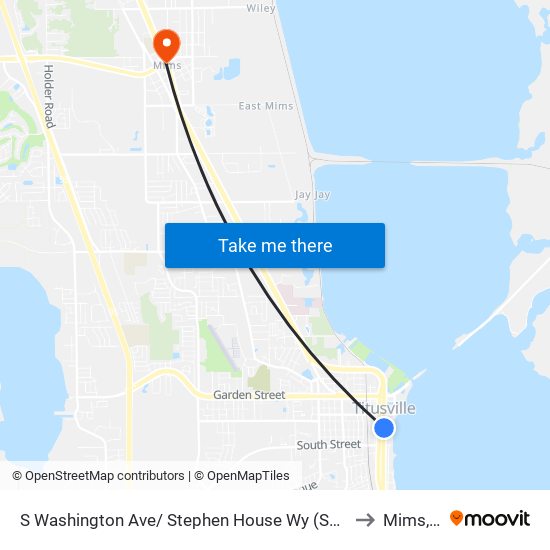 S Washington Ave/ Stephen House Wy (Se Corner) to Mims, FL map