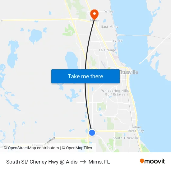 South St/ Cheney Hwy @ Aldis to Mims, FL map