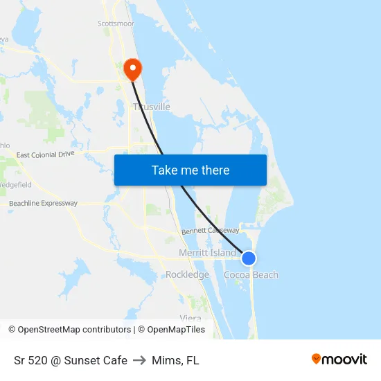 Sr 520 @ Sunset Cafe to Mims, FL map