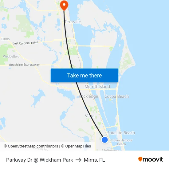 Parkway Dr @ Wickham Park to Mims, FL map