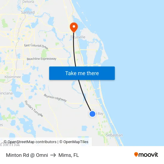 Minton Rd @ Omni to Mims, FL map