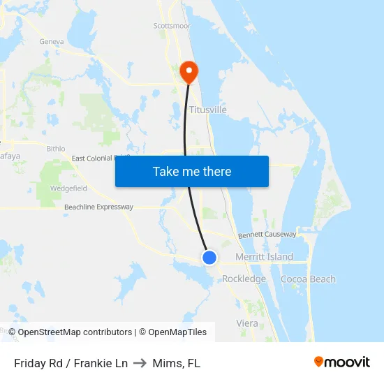Friday Rd / Frankie Ln to Mims, FL map