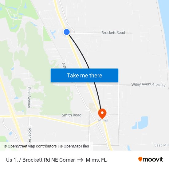 Us 1. / Brockett Rd NE Corner to Mims, FL map