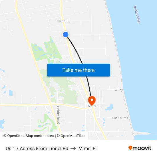 Us 1 / Across From Lionel Rd to Mims, FL map