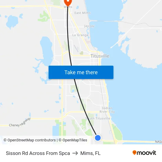 Sisson Rd Across From Spca to Mims, FL map