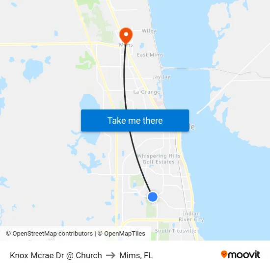 Knox Mcrae Dr @ Church to Mims, FL map