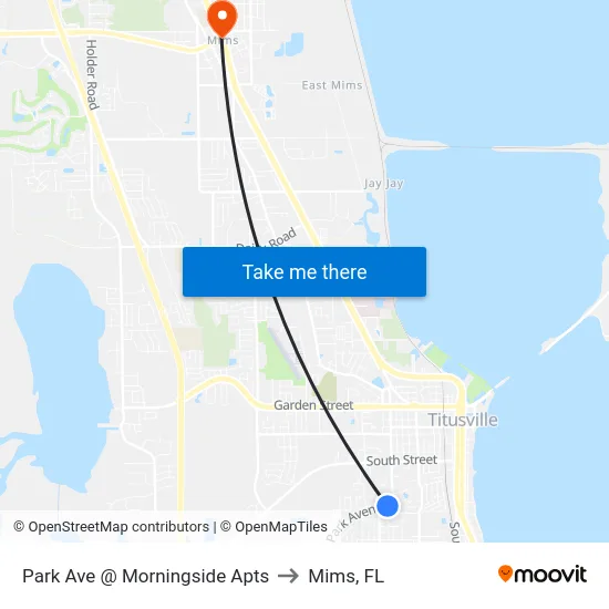 Park Ave @ Morningside Apts to Mims, FL map