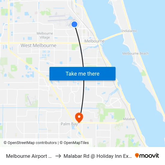 Melbourne Airport MLB to Malabar Rd @ Holiday Inn Express map