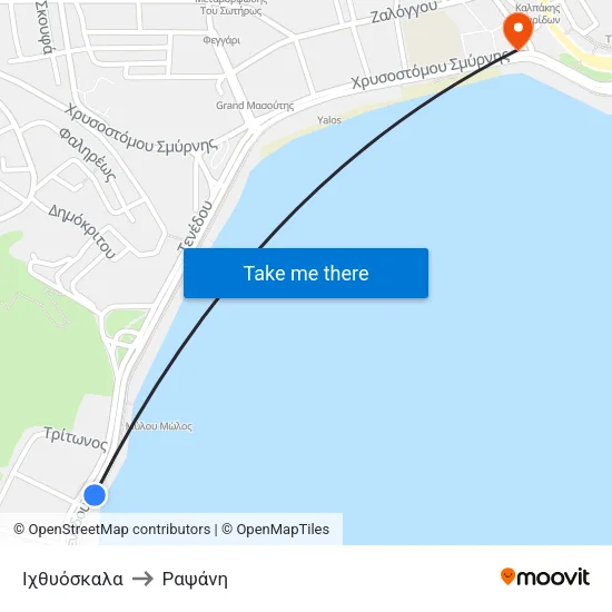 Ιχθυόσκαλα to Ραψάνη map