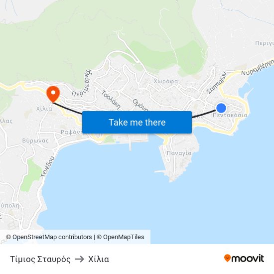 Τίμιος Σταυρός to Χίλια map