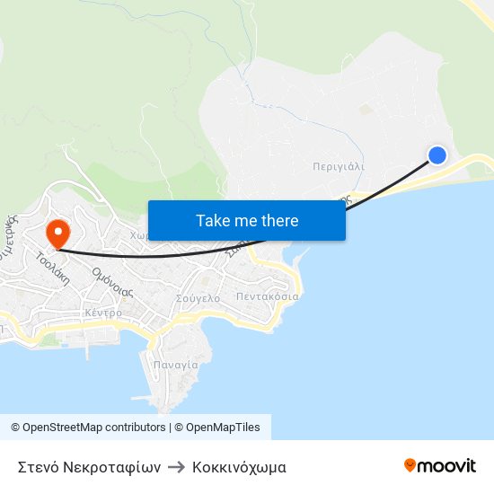 Στενό Νεκροταφίων to Κοκκινόχωμα map