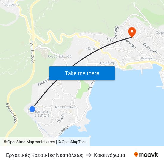 Εργατικές Κατοικίες Νεαπόλεως to Κοκκινόχωμα map