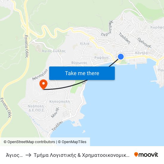 Άγιος Ιωάννης to Τμήμα Λογιστικής & Χρηματοοικονομικής - ΤΕΙ Ανατολικής Μακεδονίας & Θράκης map