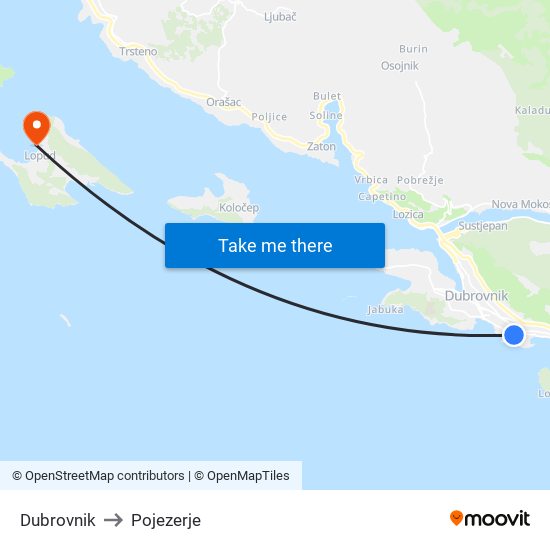 Dubrovnik to Pojezerje map