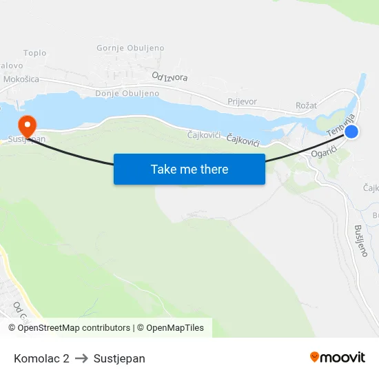 Komolac 2 to Sustjepan map
