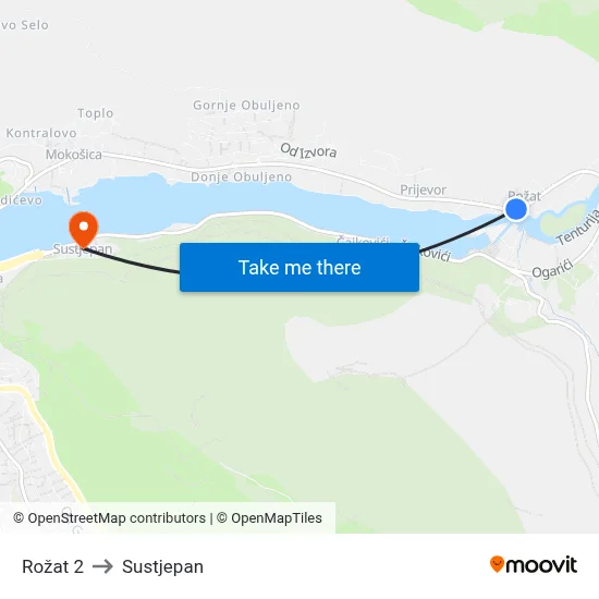 Rožat 2 to Sustjepan map